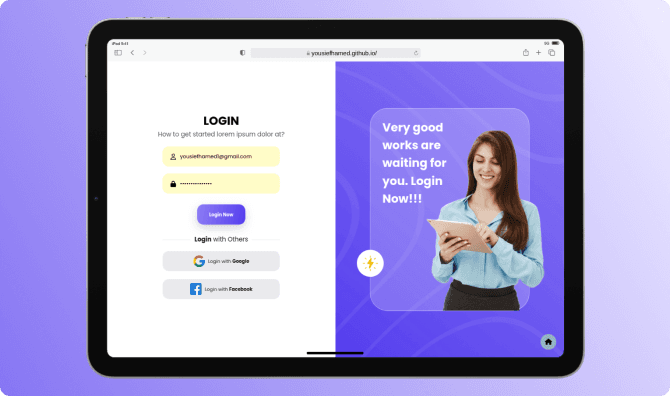 Login page test Mockup