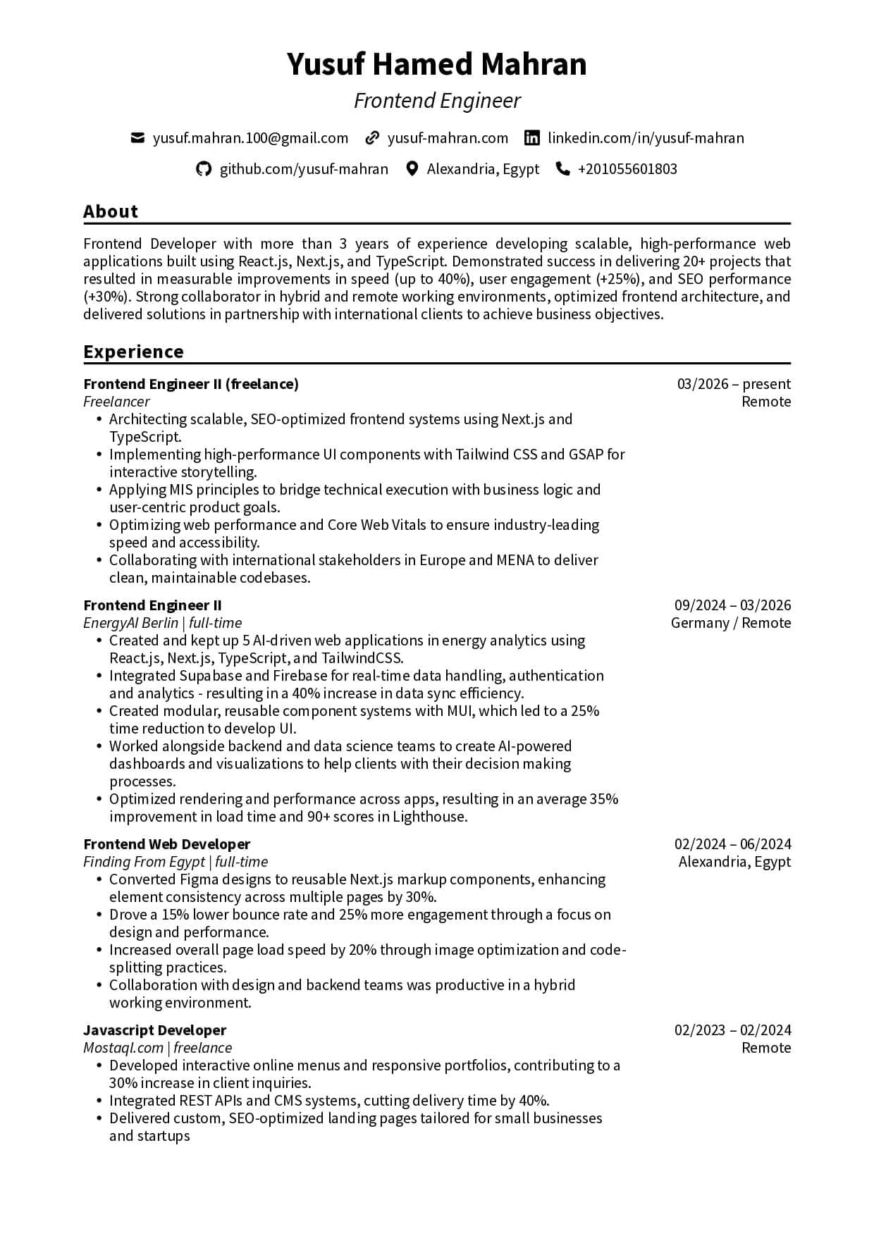 Resume page 1