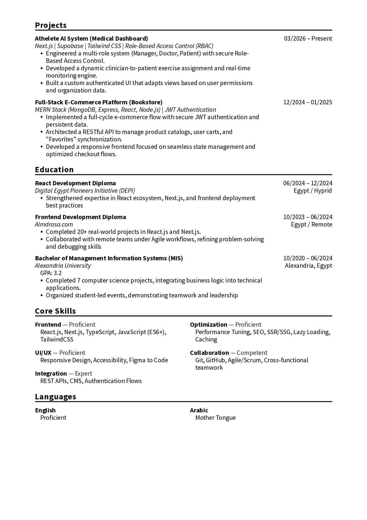 Resume page 2